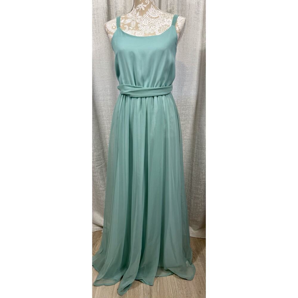 Jack Bryan Seafoam Chiffon Maxi Dress w/ Beaded Sheer Jacket – Size 10 - Picture 2 of 15